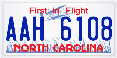 NC license plate AAH6108