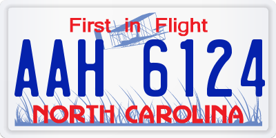 NC license plate AAH6124