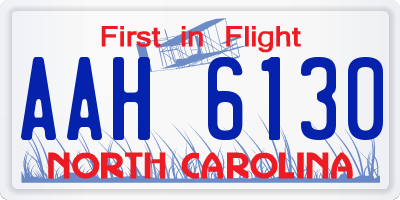 NC license plate AAH6130