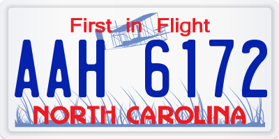 NC license plate AAH6172