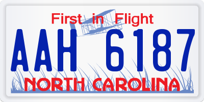 NC license plate AAH6187