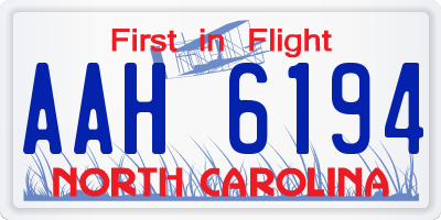 NC license plate AAH6194