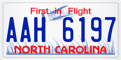 NC license plate AAH6197