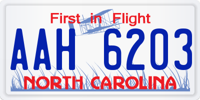 NC license plate AAH6203