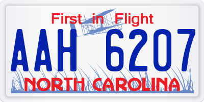NC license plate AAH6207