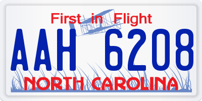 NC license plate AAH6208