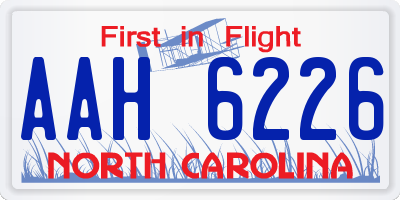 NC license plate AAH6226
