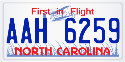 NC license plate AAH6259