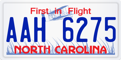 NC license plate AAH6275