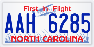 NC license plate AAH6285