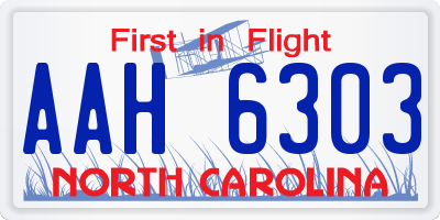 NC license plate AAH6303
