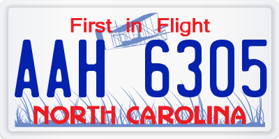 NC license plate AAH6305