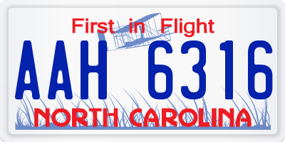 NC license plate AAH6316