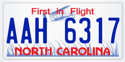 NC license plate AAH6317