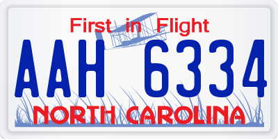 NC license plate AAH6334