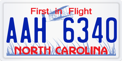 NC license plate AAH6340