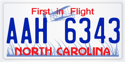 NC license plate AAH6343