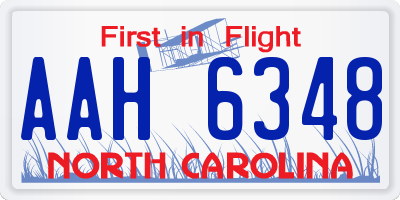 NC license plate AAH6348