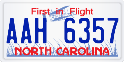 NC license plate AAH6357
