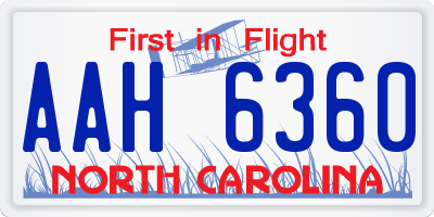 NC license plate AAH6360