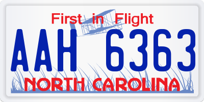 NC license plate AAH6363