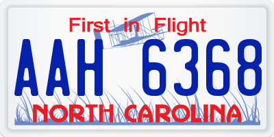 NC license plate AAH6368