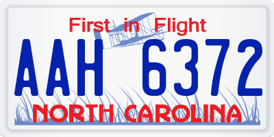 NC license plate AAH6372