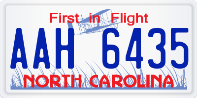 NC license plate AAH6435