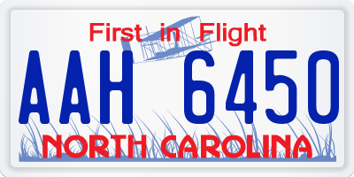 NC license plate AAH6450