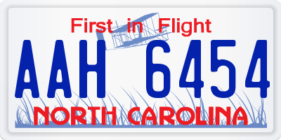 NC license plate AAH6454