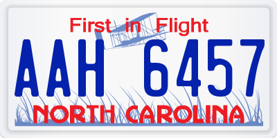 NC license plate AAH6457