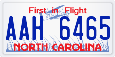NC license plate AAH6465