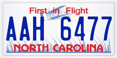NC license plate AAH6477
