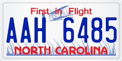 NC license plate AAH6485