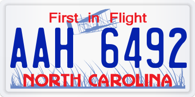 NC license plate AAH6492