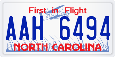 NC license plate AAH6494