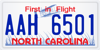 NC license plate AAH6501