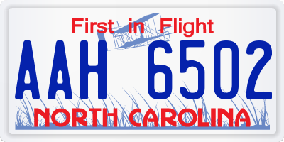 NC license plate AAH6502