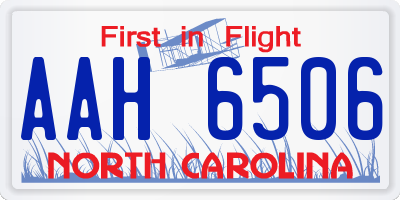 NC license plate AAH6506