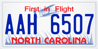 NC license plate AAH6507