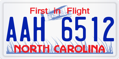 NC license plate AAH6512