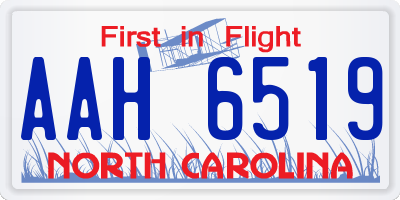 NC license plate AAH6519