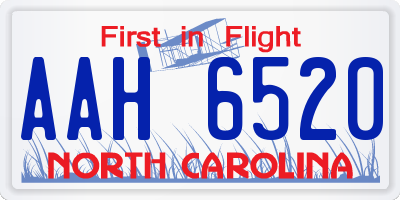 NC license plate AAH6520
