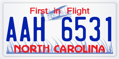 NC license plate AAH6531