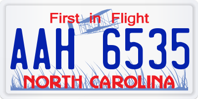 NC license plate AAH6535