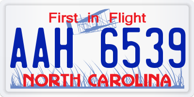 NC license plate AAH6539