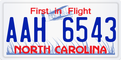 NC license plate AAH6543