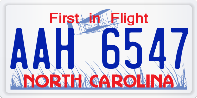 NC license plate AAH6547