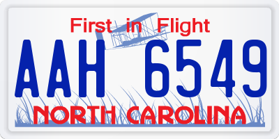 NC license plate AAH6549