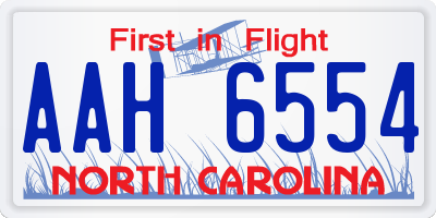 NC license plate AAH6554